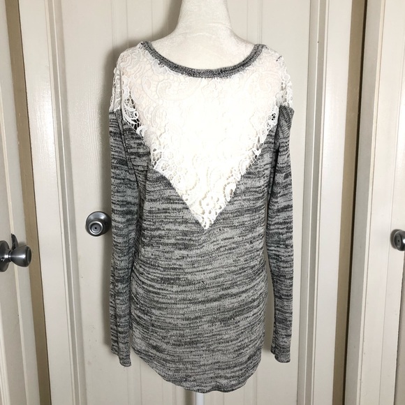🔥 Gray Light Sweater with Lace Back - Picture 4 of 7
